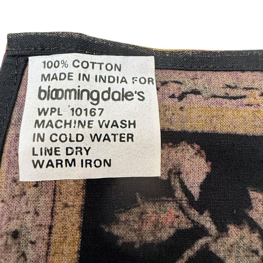 Bloomingdale's Black Floral Napkins Set of 4 Cotton India Print - Picture 5 of 6